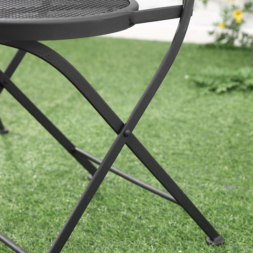 Black Metal Garden Bistro Set för 2 – Fällbart uteplatsbord och stolar