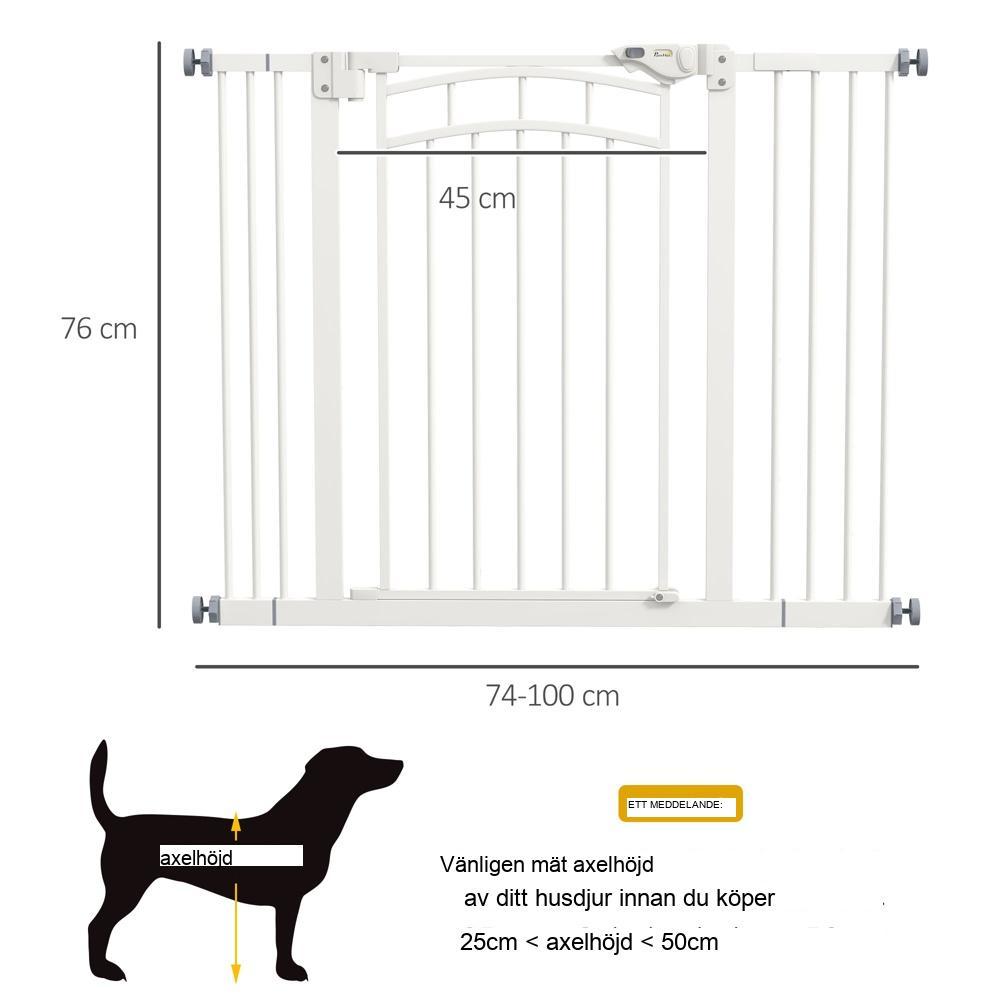 Automatisk stängning av hundport | 74-100 cm säkerhetsbarriär för små medelstora hundar