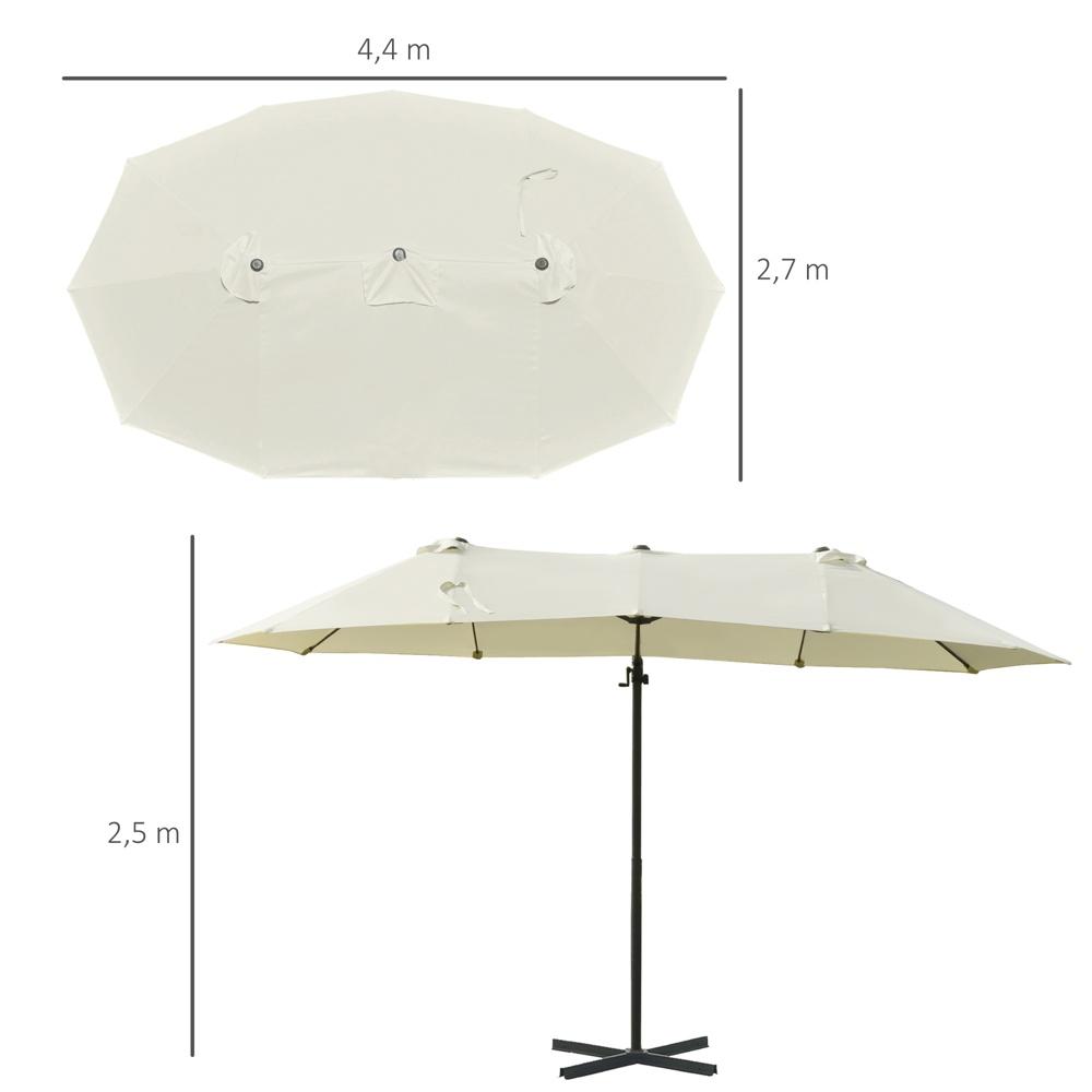 XXL dubbelparasoll med vev, skärm för Garden Patio Beach, Creme White 440cm