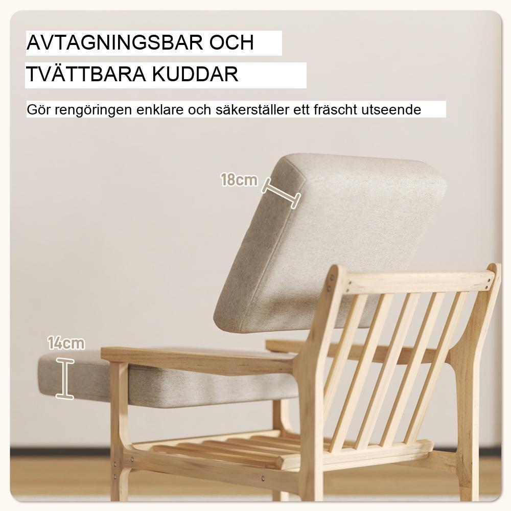 Fåtölj i beige linnelook med avtagbara kuddar, modern loungestol