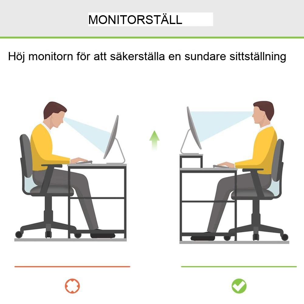 Bambu monitorstativ med lådor – Skrivbordsorganisator för ergonomiskt arbete