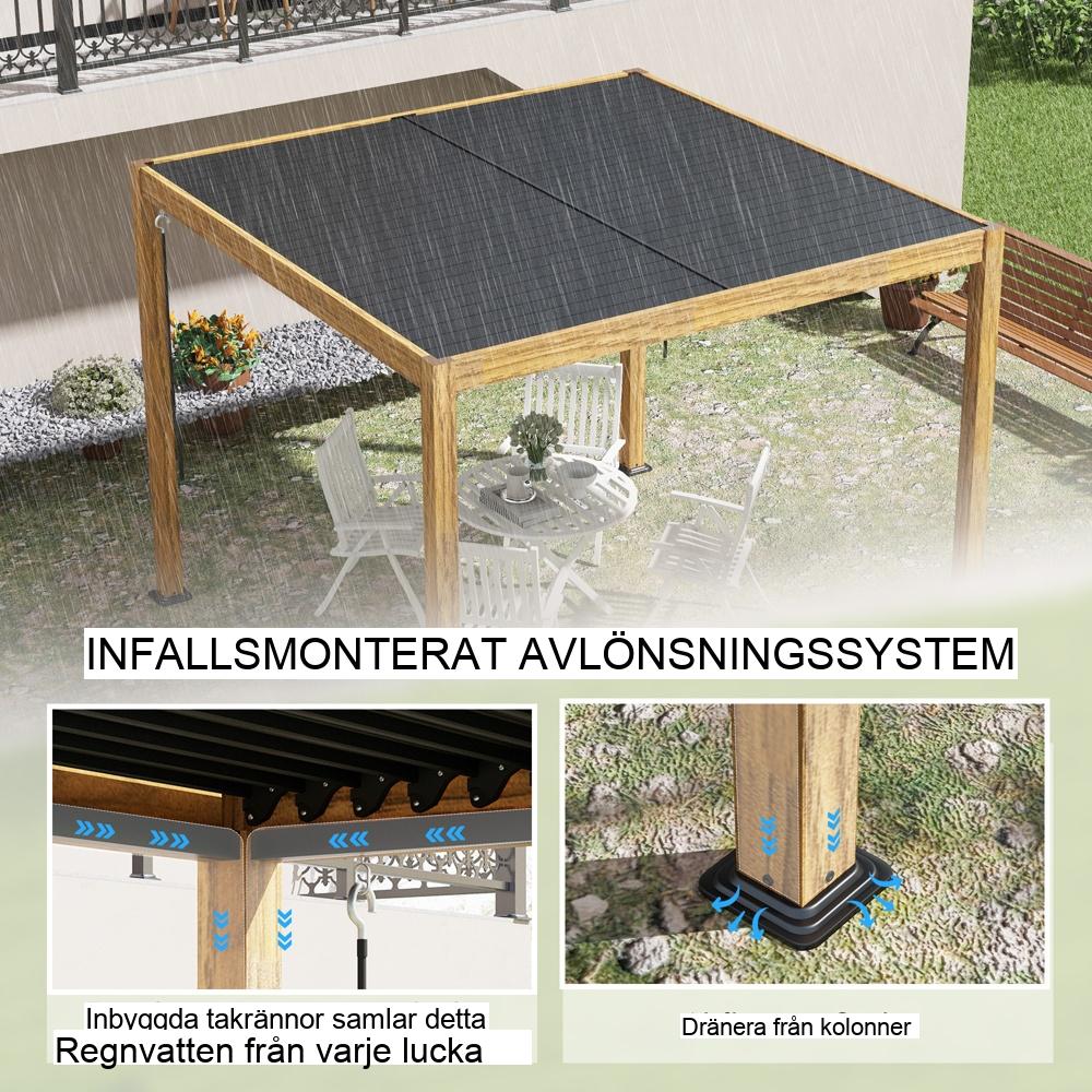 Justerbar aluminiumpergola, UV-skydd, 3x3m altantak för trädgård och balkong