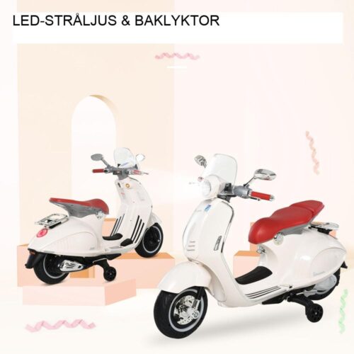 Licensierad Vespa Kids elektrisk motorcykel med musik och lampor (3-6 år)