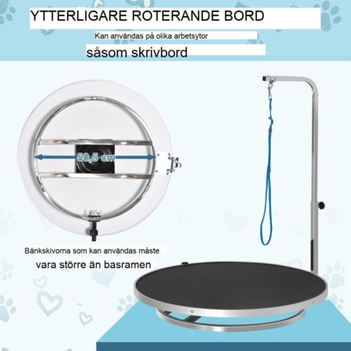 Roterande skötbord med justerbar arm, halkfri yta och låssystem