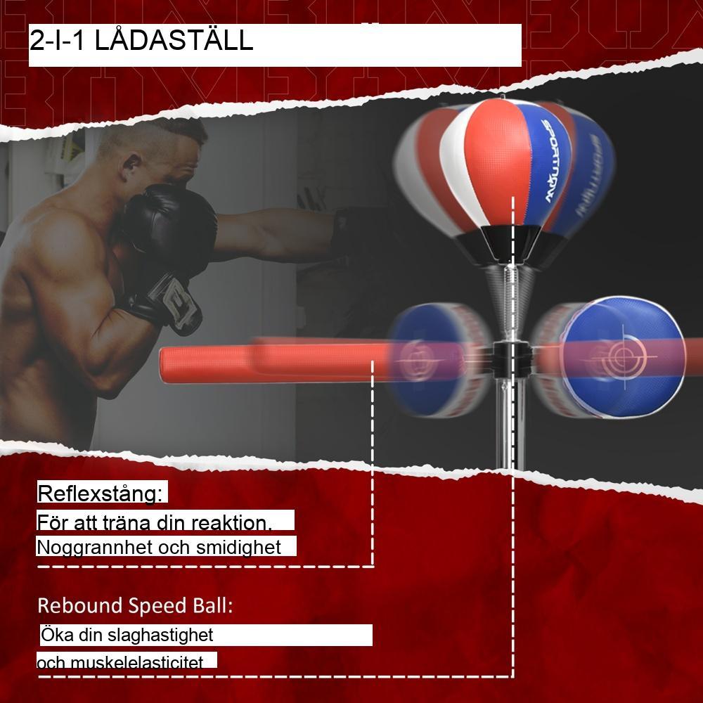 Höjdjusterbart boxningsställ med Speed ​​Ball, Reflex Bar och Punch Pad