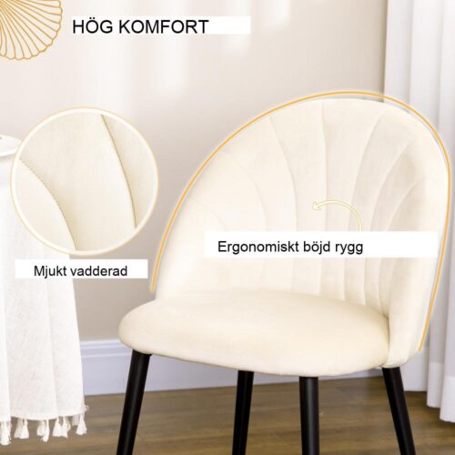 Set med 6 moderna matsalsstolar i sammet, skandinavisk design, grå