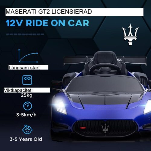 Licensierad Maserati GT2 12V Electric Kids Ride On Car med fjärrkontroll och musik