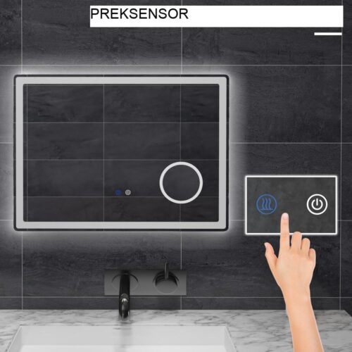LED badrumsspegel med 3x förstoring, pekkontroll och anti-dimma
