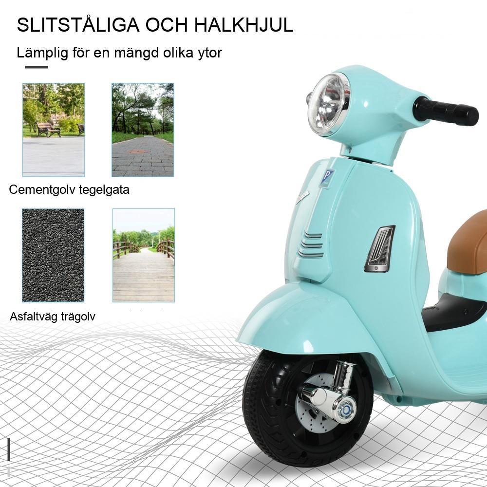 Officiellt licensierad Vespa Kids Ride-On, elmotorskoter med strålkastare och signalhorn 1,5-3 år