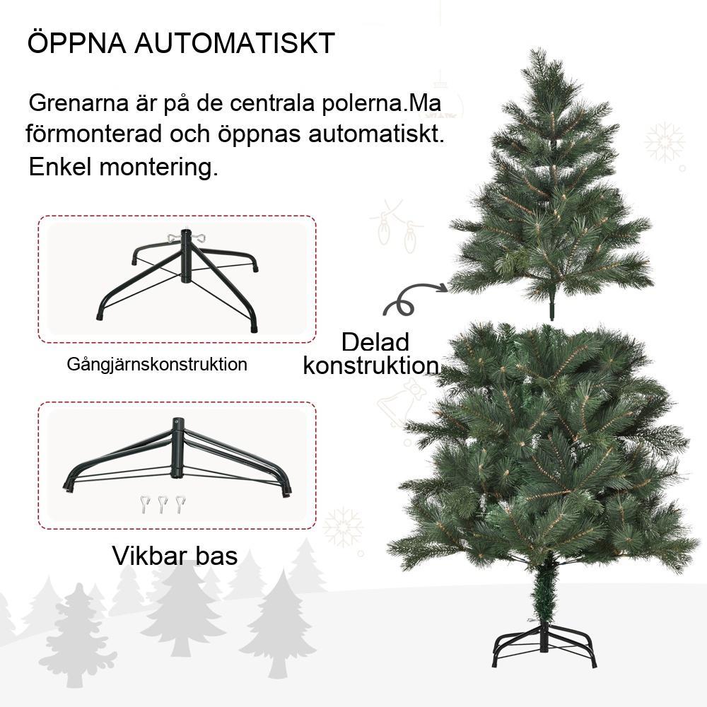 180 cm konstgjord julgran med realistiska nålspetsar – grön