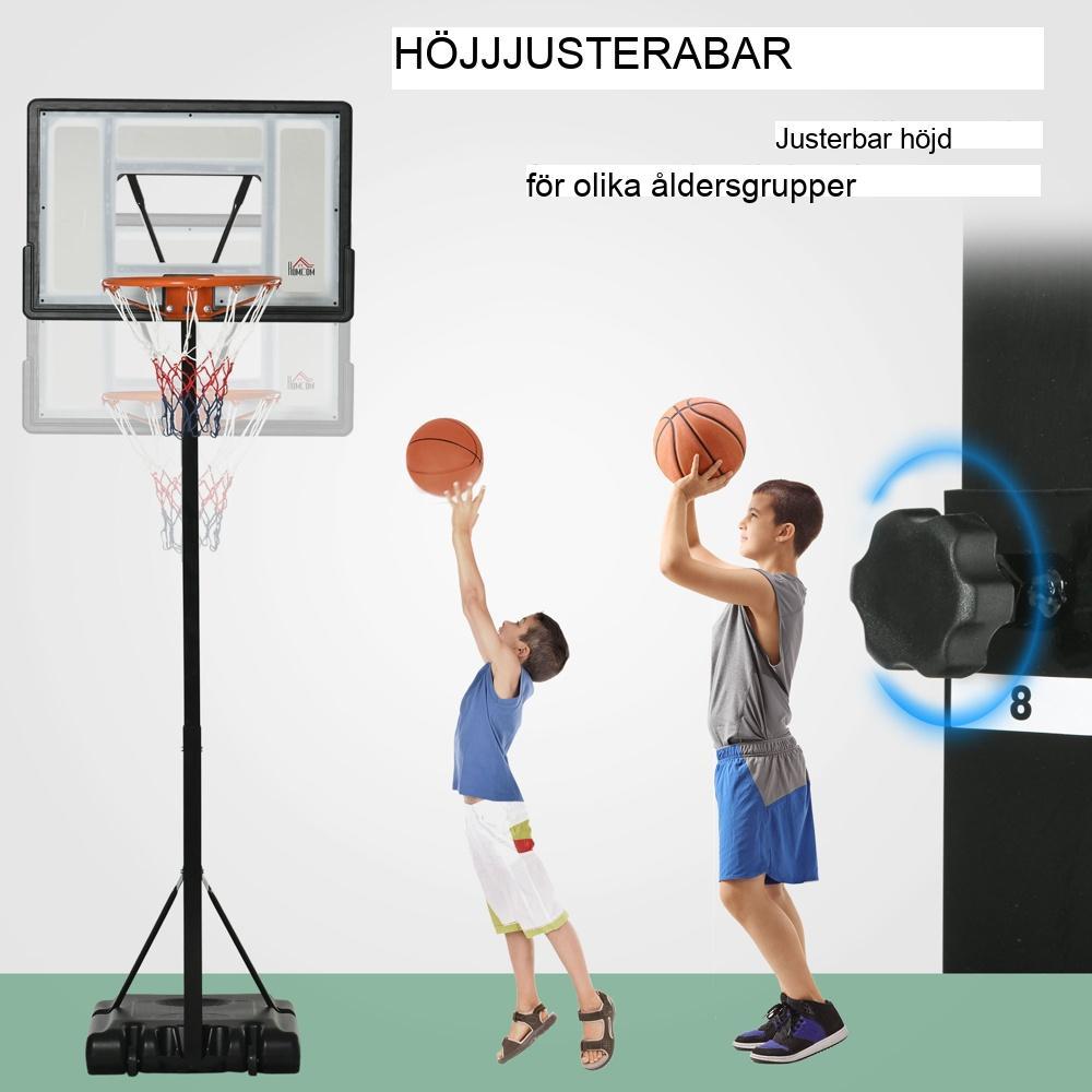 Justerbar basketbåge 260-310 cm med hjul för trädgårdslek