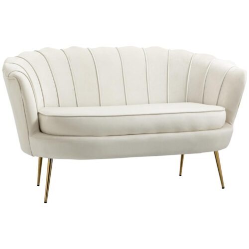 Cream Velvet 2-sits soffa – retrostil, bekväma sittplatser