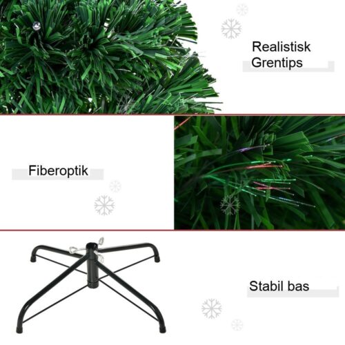 Konstgjord julgran med LED-fiberoptiska ljus, 1,5 m hög