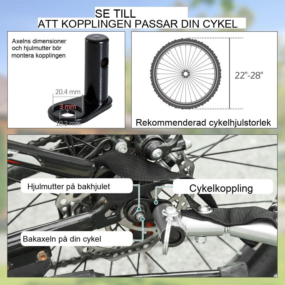 Heavy Duty Cargo Trailer för cykel – 40 kg kapacitet, universell passform, röd reflektor synlighet