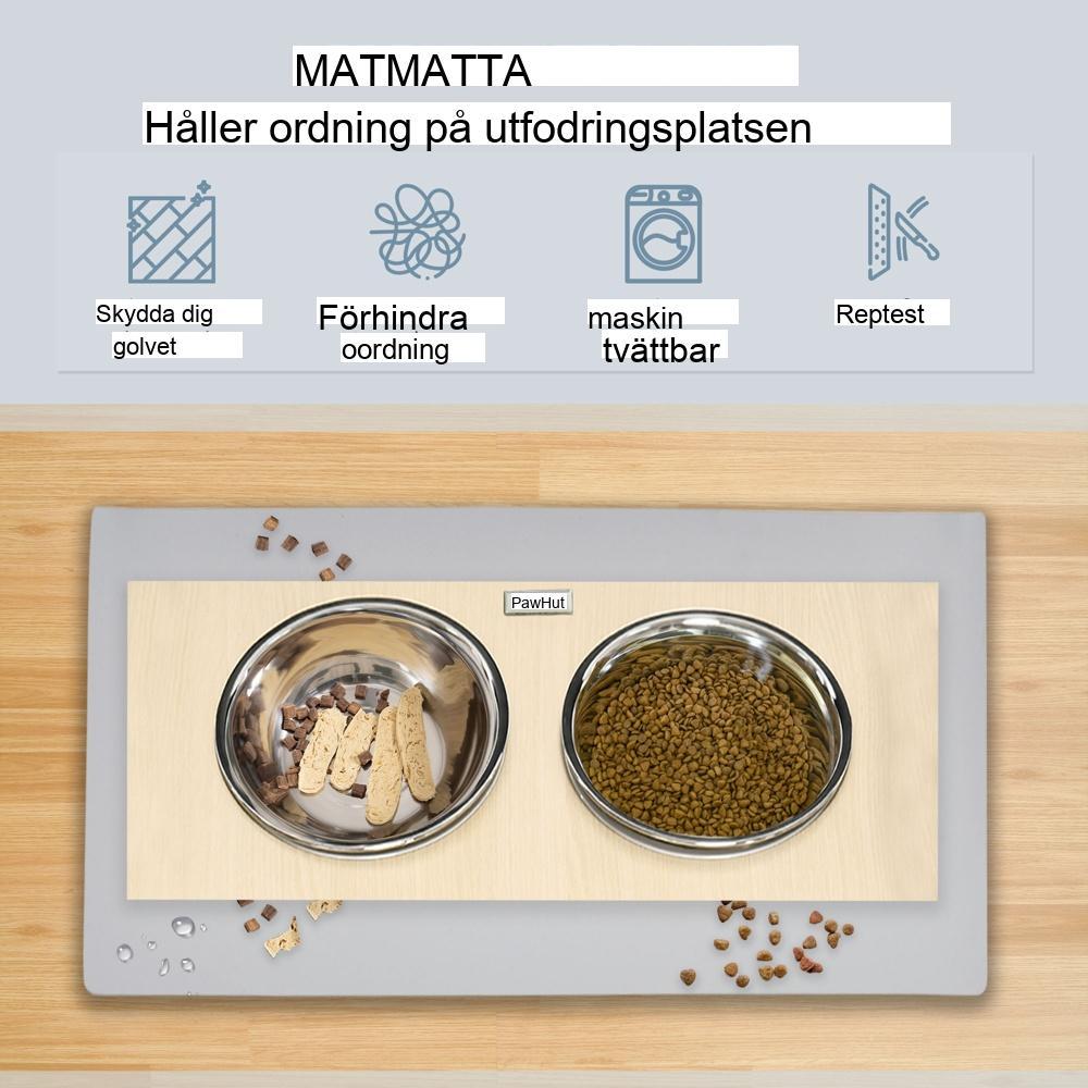 Justerbart hundskålstativ, rostfritt stål och matta, förhöjd matare för alla hundar