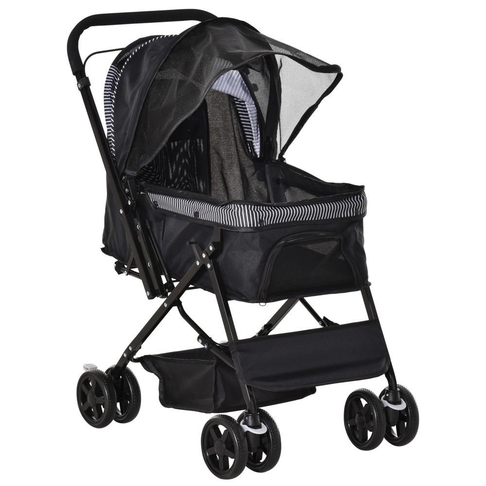 Oxford Dog Buggy Stroller – Säker och rymlig husdjursvagn för små hundar (svart)