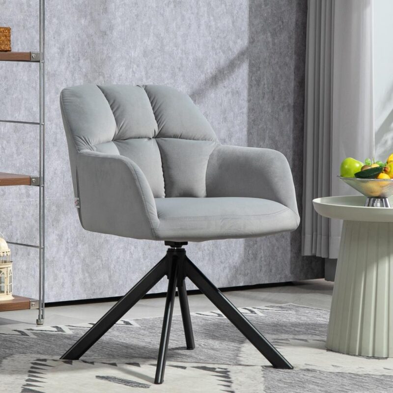 Modern Velvet Swivel Lounge Chair med armstöd – Grå