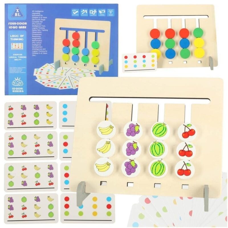 Träfärgsmatchande frukt Montessori pedagogisk leksaksset för ålder 5-6