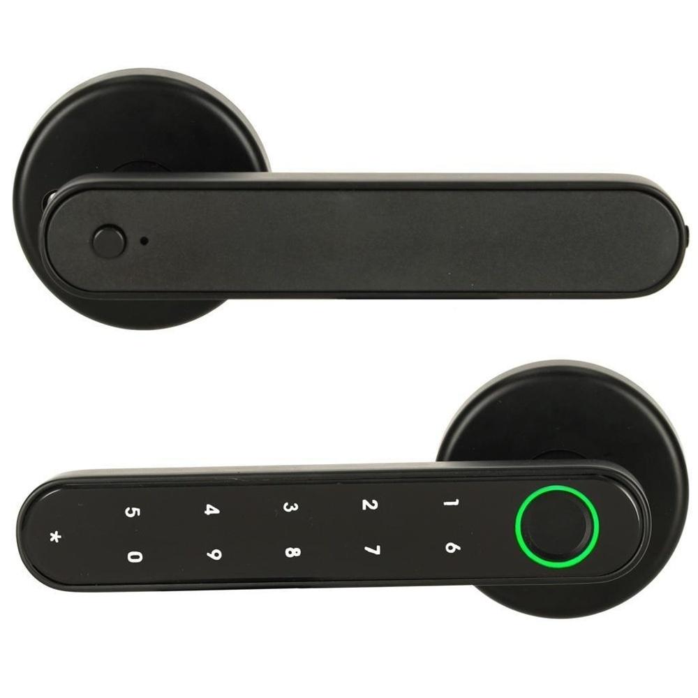 Fingeravtrycksknappsats Bluetooth smart dörrhandtag, 4 öppningsmetoder, rymmer 30 fingeravtryck