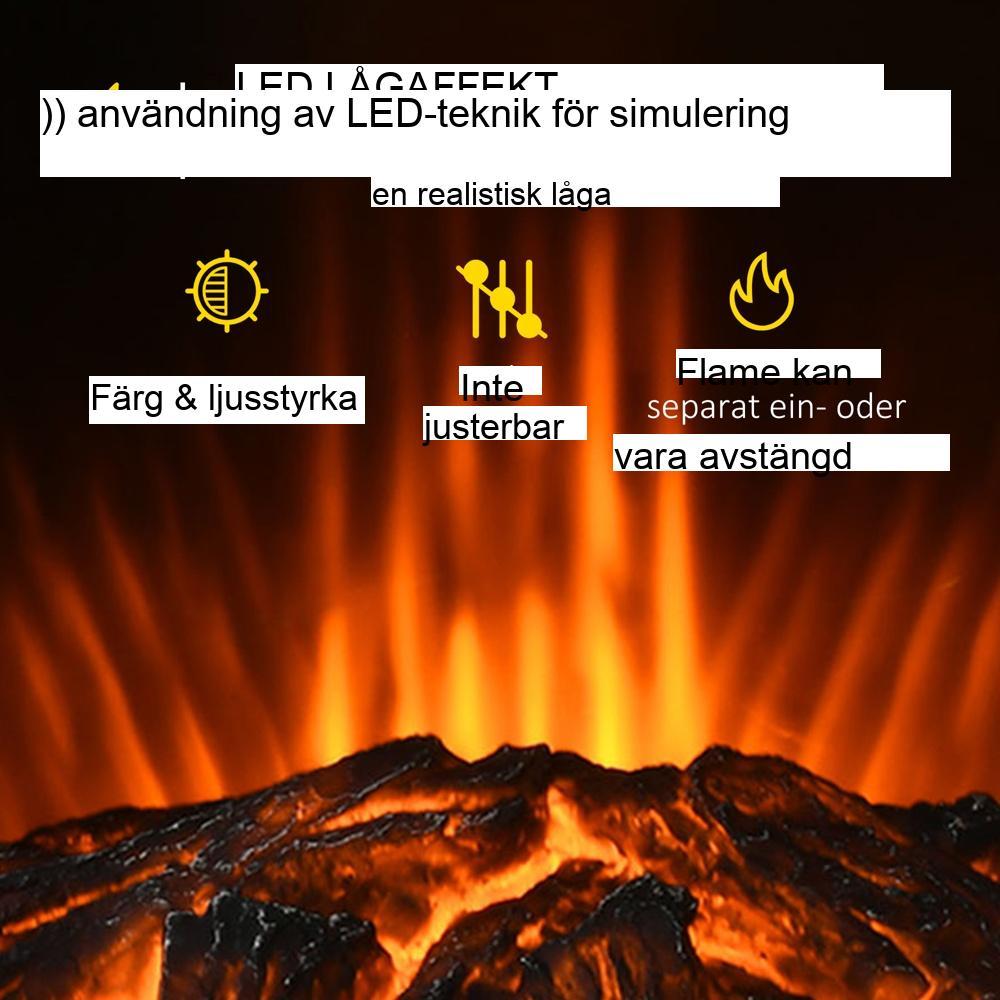 LED Elektrisk Öppen spis, 2 värmenivåer, Flameffekt, Mysig inredning