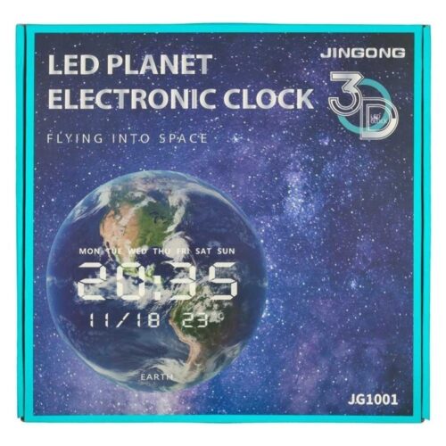 LED Earth Globe Väggklocka med datum-, dag- och temperaturvisning 32cm