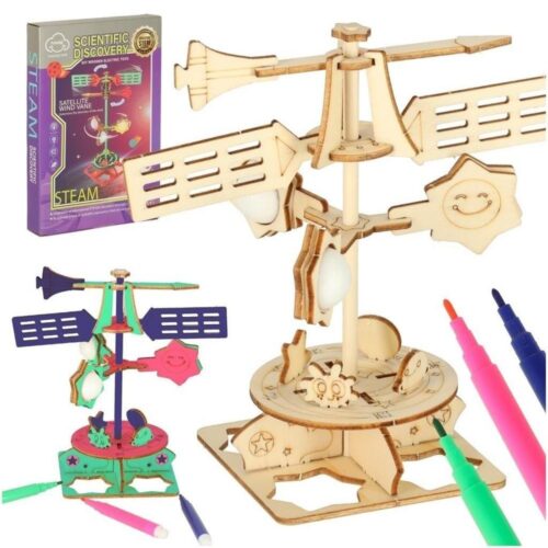 3D Wooden Wind Vane Science Kit för barn – STEM Learning and Educational Toy 8+