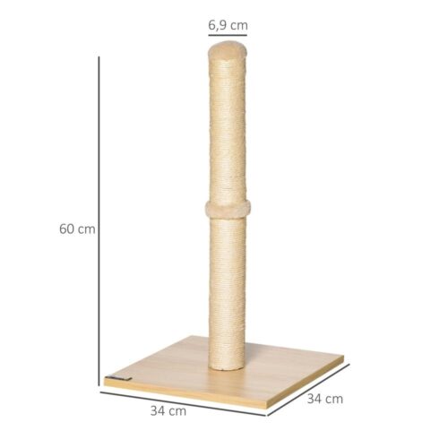 Sisal Cat Skrapstolpe Beige Ek 60cm Stall med Spånskiva Kula