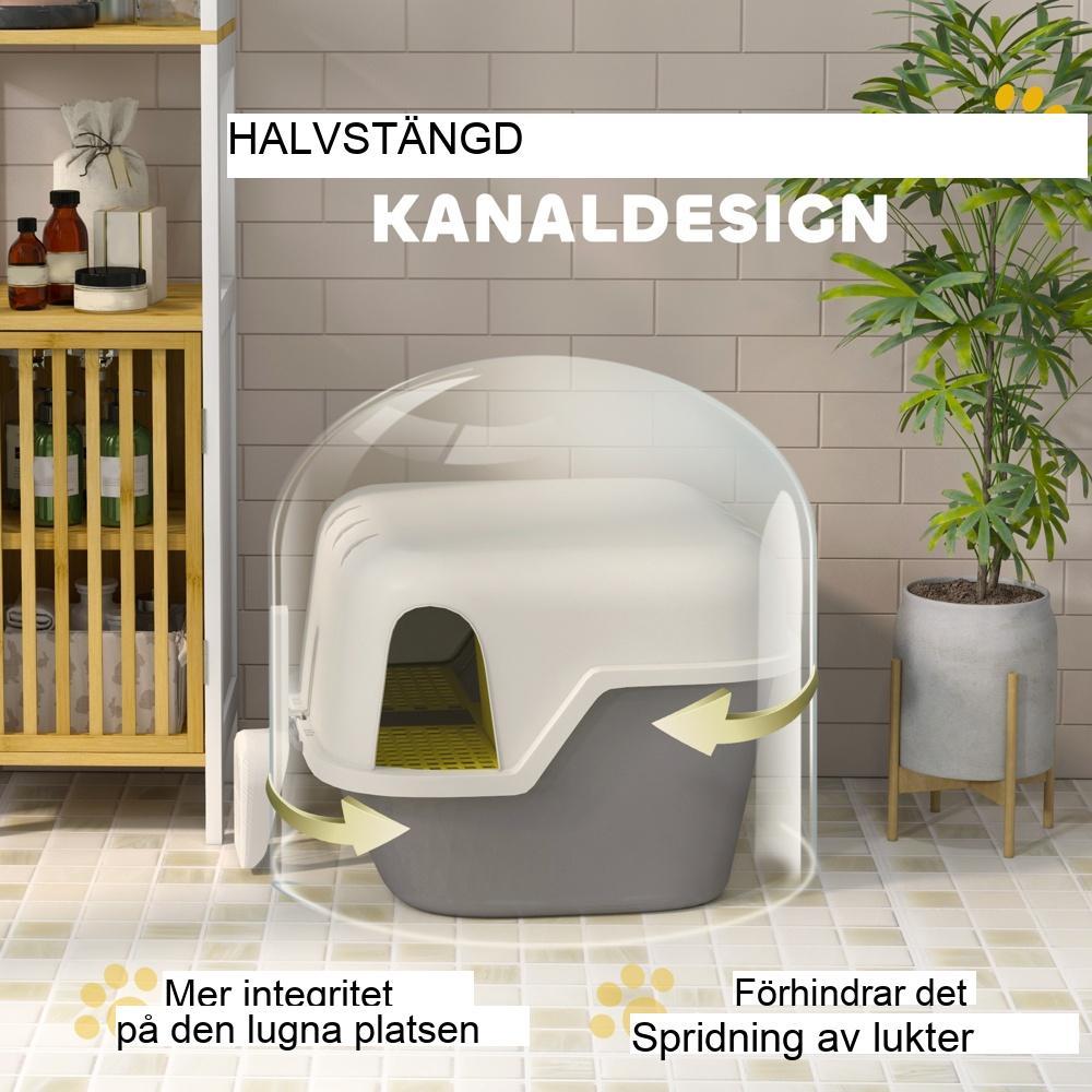 Täckt kattsandlåda med skopa – stängd design för små katter under 3,5 kg