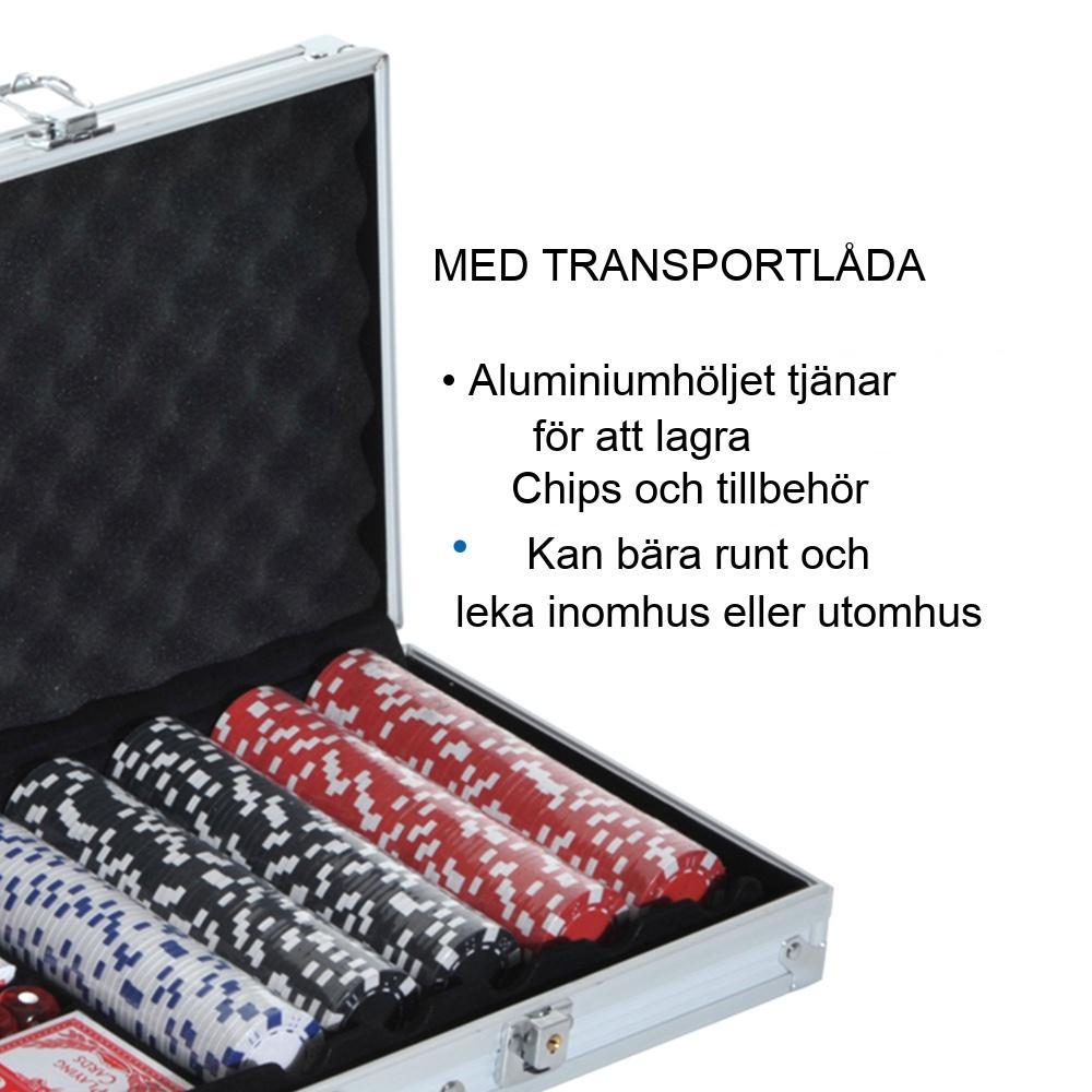 Professionellt pokerset med aluminiumfodral – 500 marker, kort och tärningar