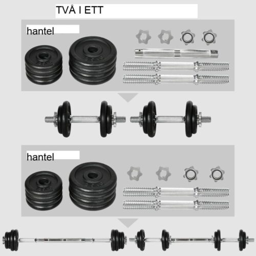 20 kg justerbar hantel- och skivstångssats – rostsäker, halkfri för hemmaträning