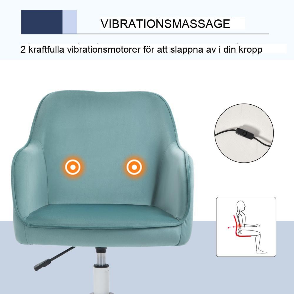 Massagekontorsstol med ländkudde, vridbar, grön