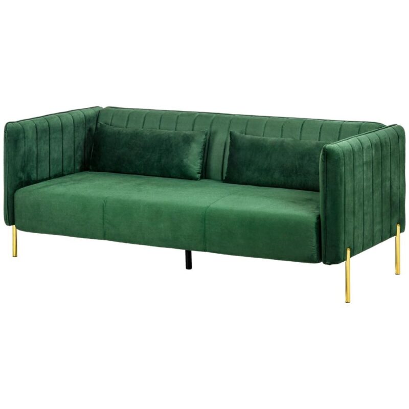 Green Velvet Retro 3-sits soffa med kuddar, 200cm