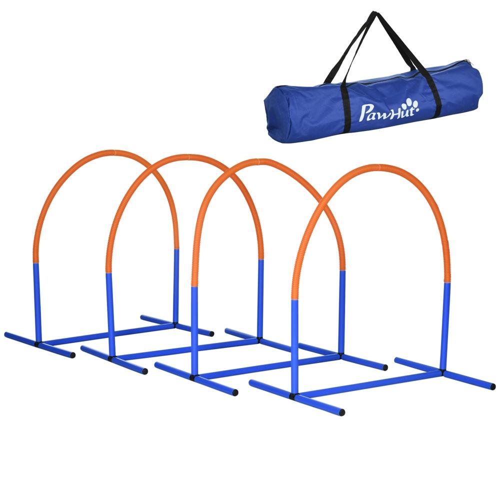 Hund Agility Training Set – 4 bågar, blå och orange