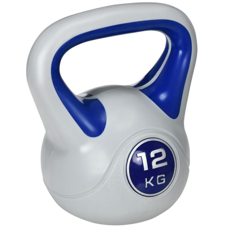 Blå 12KG golvvänlig Kettlebell för styrketräning och hemmaträning