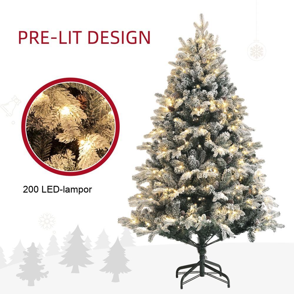 793-Tips konstsnöjulgran med LED-ljus – 180cm