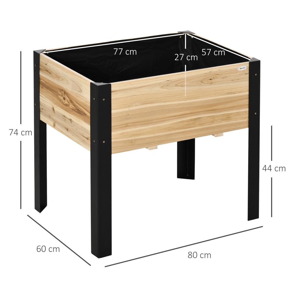 Trädgårdssäng i massivt trä och stål – 80x60x74cm med foder