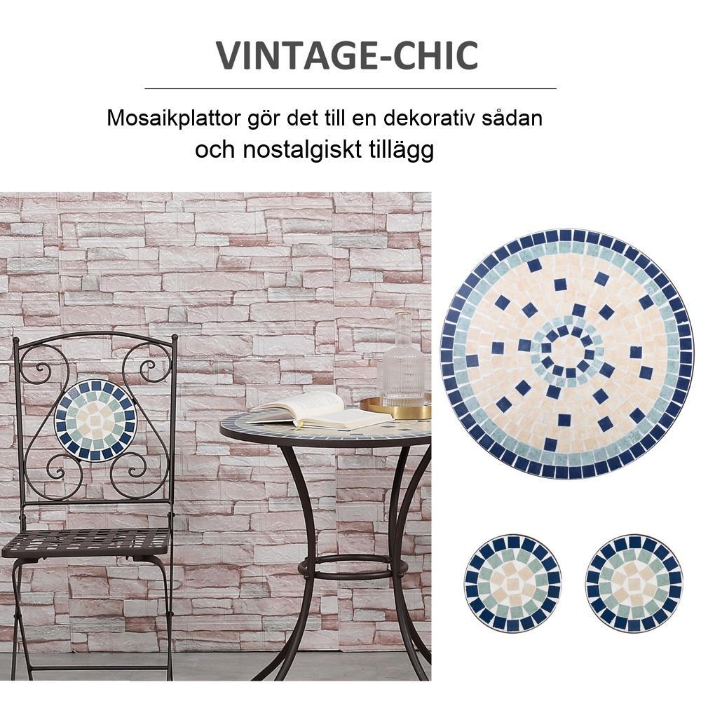 Nostalgisk Mosaic Bistro Set för 2 – Väderbeständig uteplatsmöbler