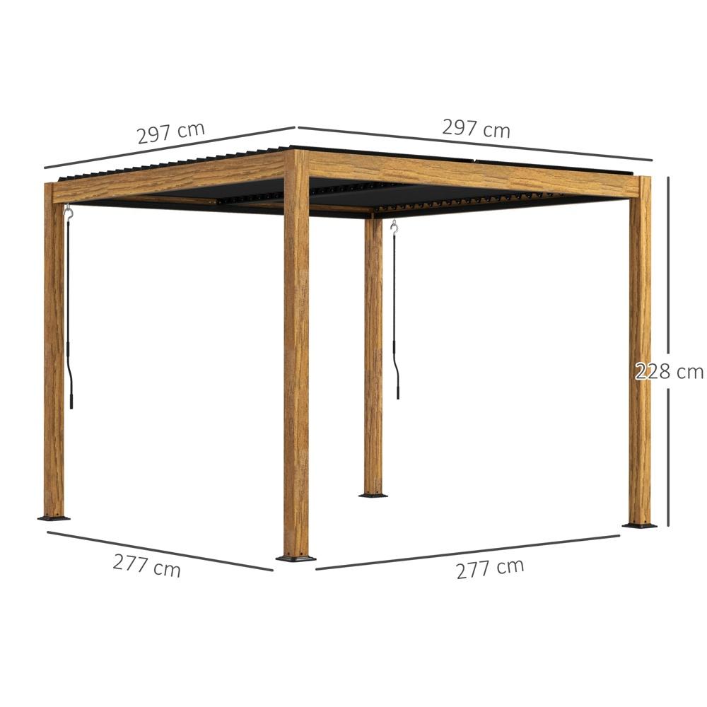 Justerbar aluminiumpergola, UV-skydd, 3x3m altantak för trädgård och balkong