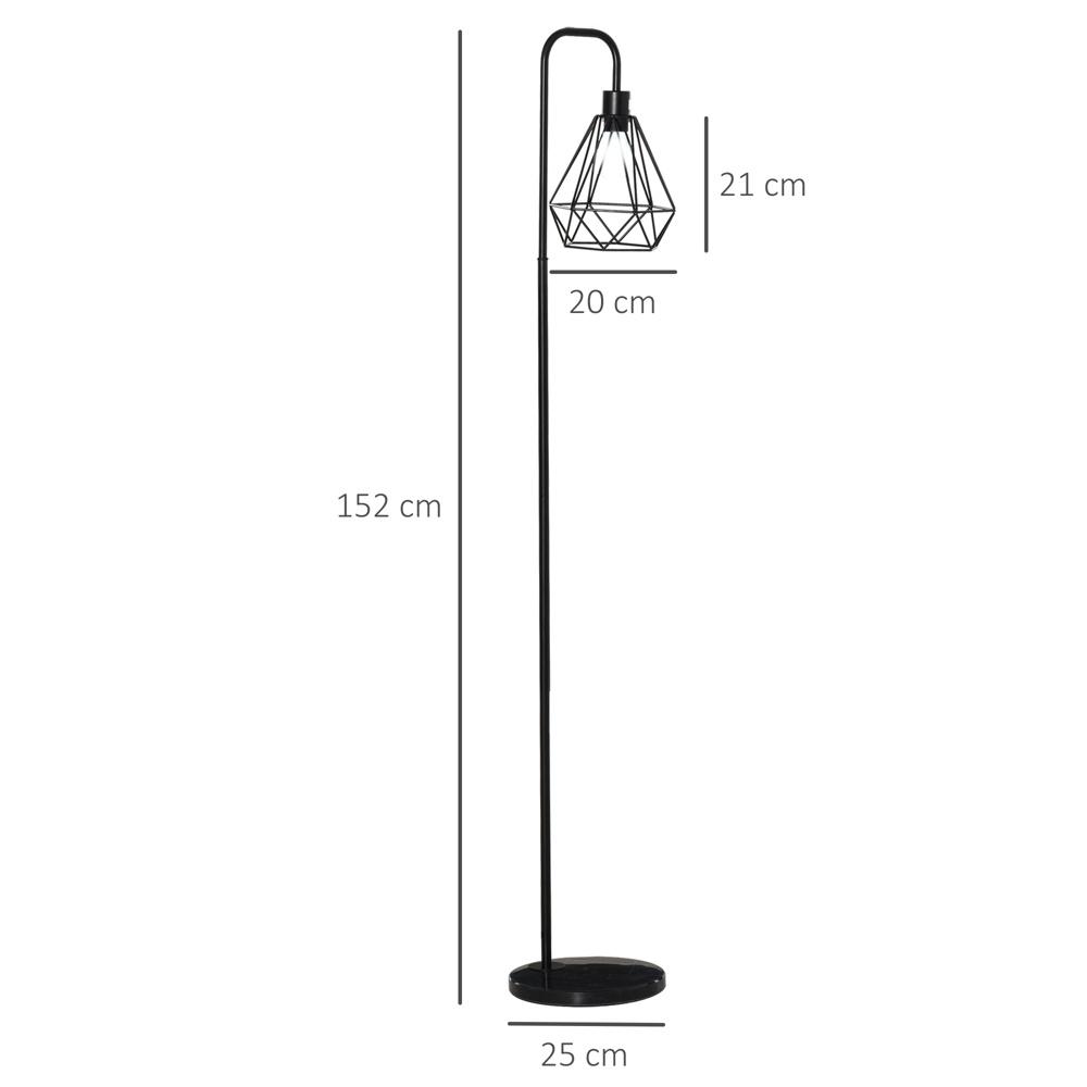 Golvlampa i industriell stil med marmorfot, svart E27-sockel i stål