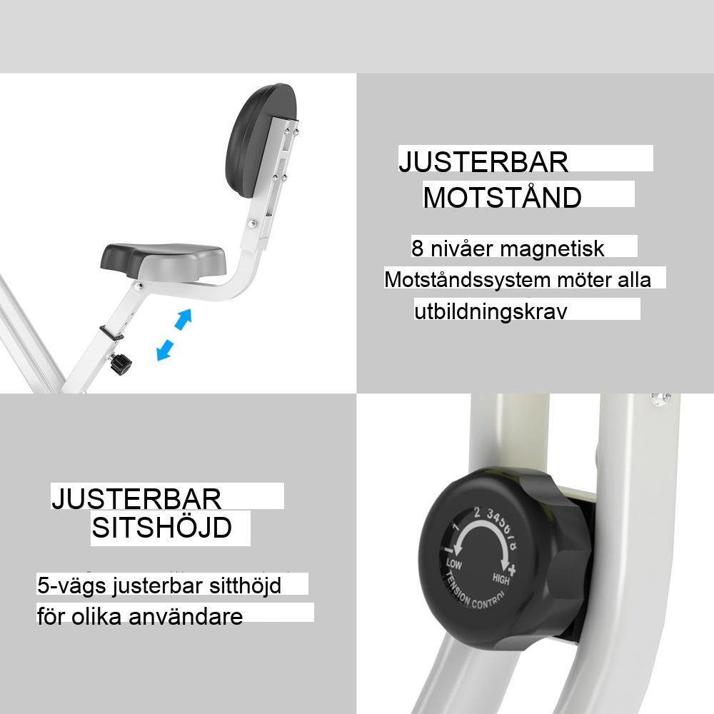 Magnetisk motståndscykeltränare med justerbar höjd och hopfällbar design