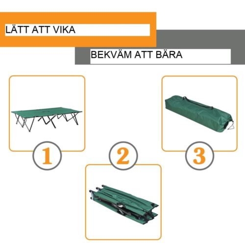 Heavy Duty dubbel campingsäng 136 kg Kapacitet för 2 vuxna Oxford Grön Svart