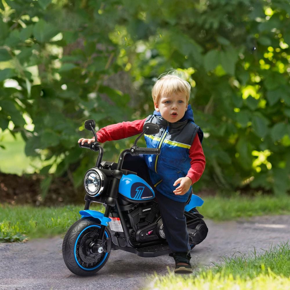 Elmotorcykel för barn med strålkastare, träningshjul och hastigheter upp till 3 km/h Ålder 1,5-3