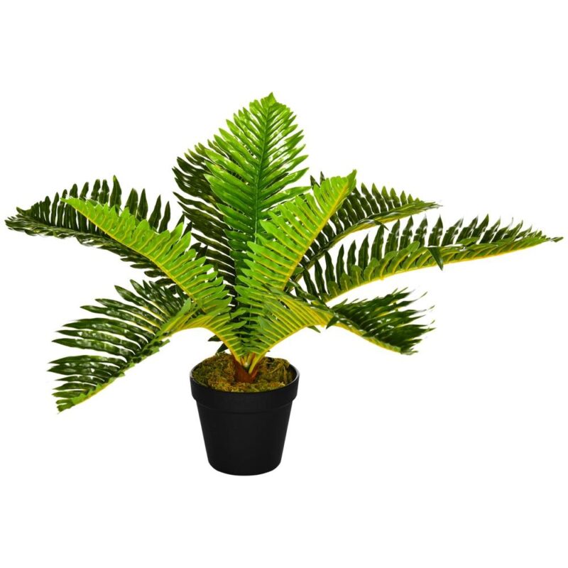 Konstgjord palm – 50 cm realistisk krukväxt i svart kruka