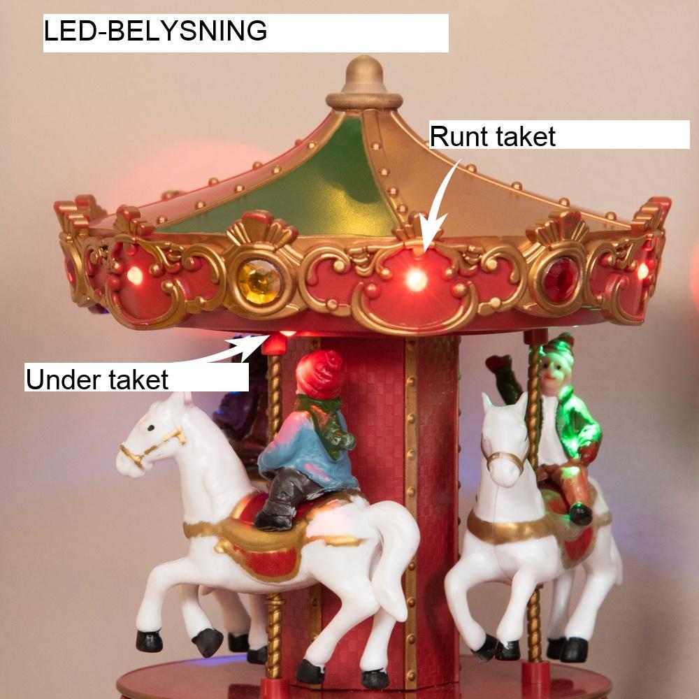 Roterande julmusikdosakarusell med LED-ljus och 8 sånger 13x13cm