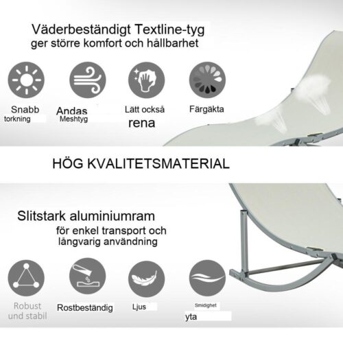 Beige S-formad aluminium och texteline trädgårdsstolset om 2