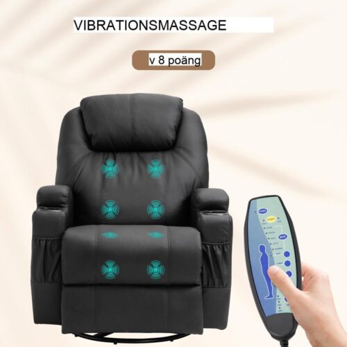 Elektrisk massagestol med liggfunktion, 5 lägen och fotstöd