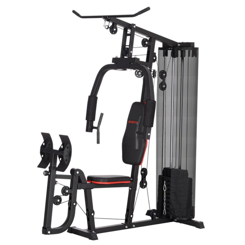 Kraftig kraftstation med Lat Pull-Down och Benpress för Home Gym – Svart