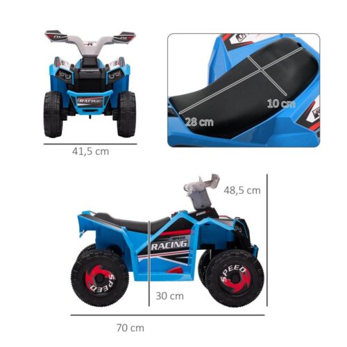 Blue Electric Kids Quad, omvänd funktion, säker hastighet för åldrarna 1-3