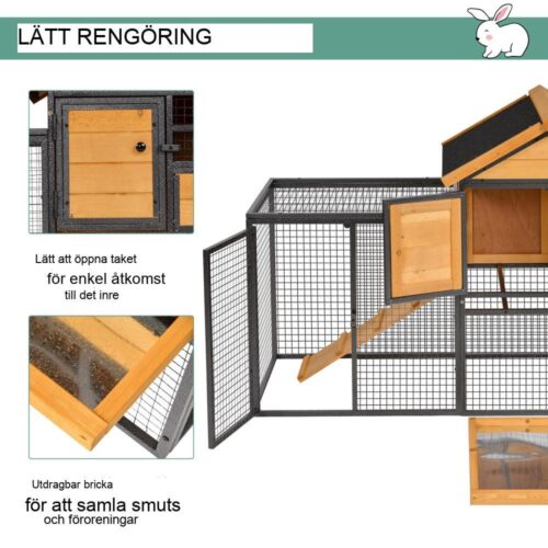 Ljusgul upphöjd kaninhydda med låsbar dörr, husdjur utomhus