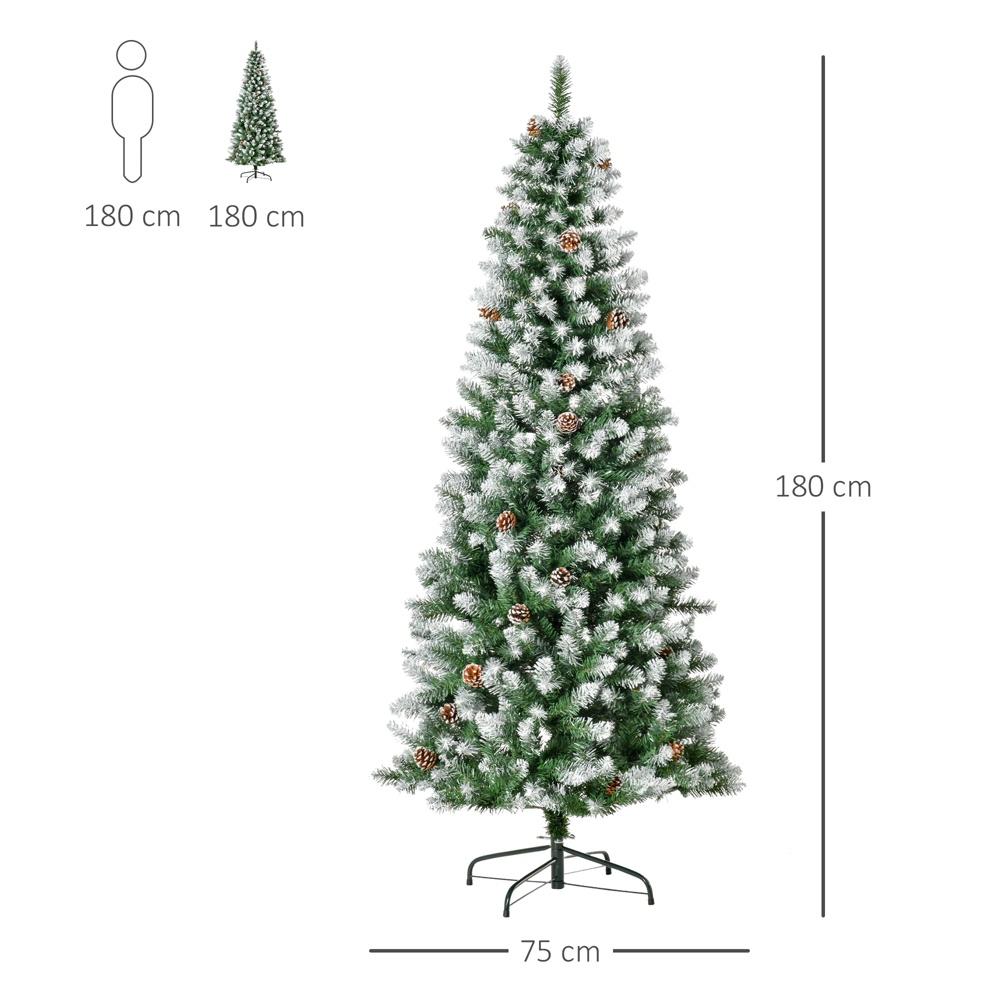 Realistisk 180 cm konstsnöjulgran med 630 grenspetsar